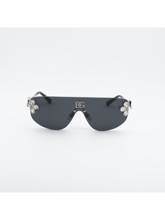 Dolce & Gabbana DG2333B 05/87 Sunglasses Silver with White Stone Shield Frame main image 9